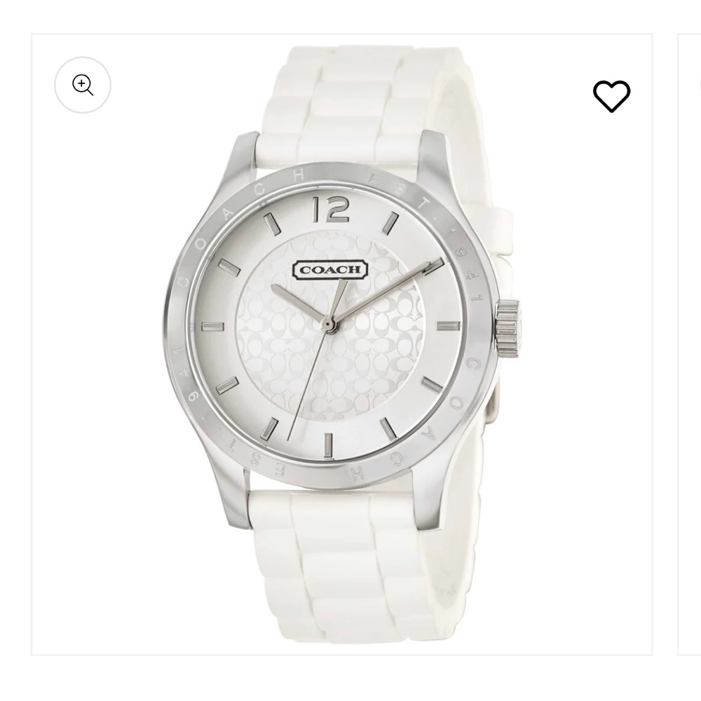 Coach Woman’s Silver and White Silicone Watch, 40.0 mm